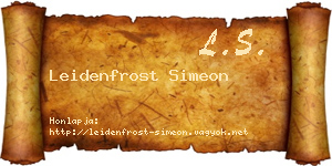 Leidenfrost Simeon névjegykártya